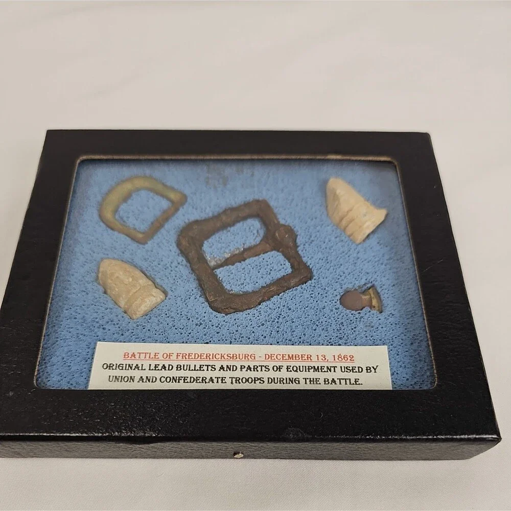 Civil War Battle of Fredericksburg 1862 Relics Bullets Buckles Framed Display